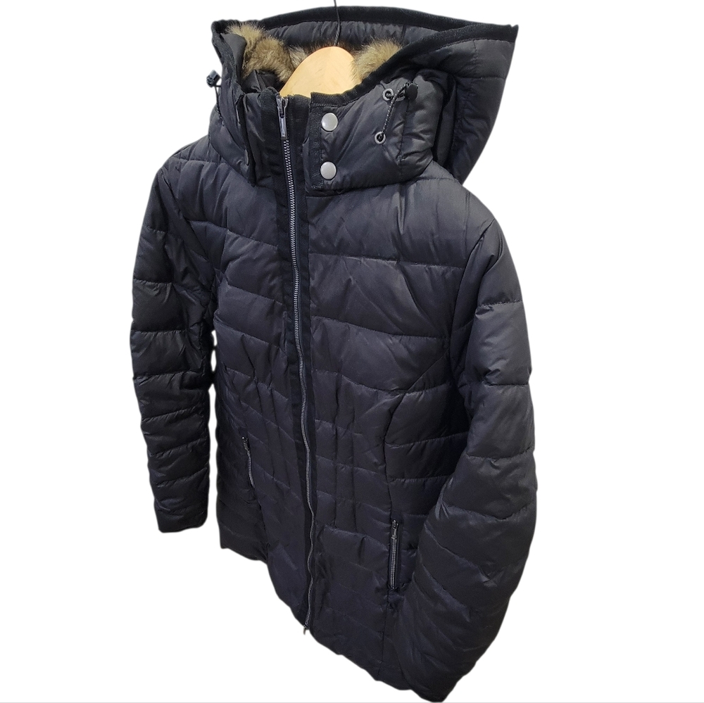 Denver Hayes Lightweight Puffer Jacket Black Hooded Winter Warm Women’s Large - Picture 6 of 17